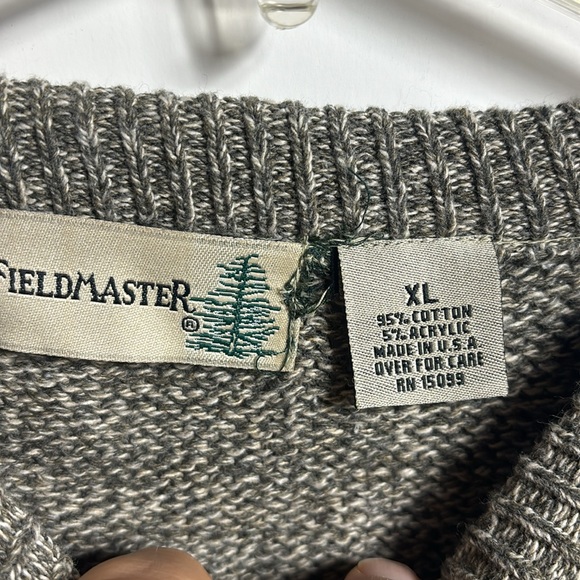 Vintage "FieldMaster" Tan & Olive Green Cotton`/Acrylic Snowflake Sweater XL - Picture 3 of 5